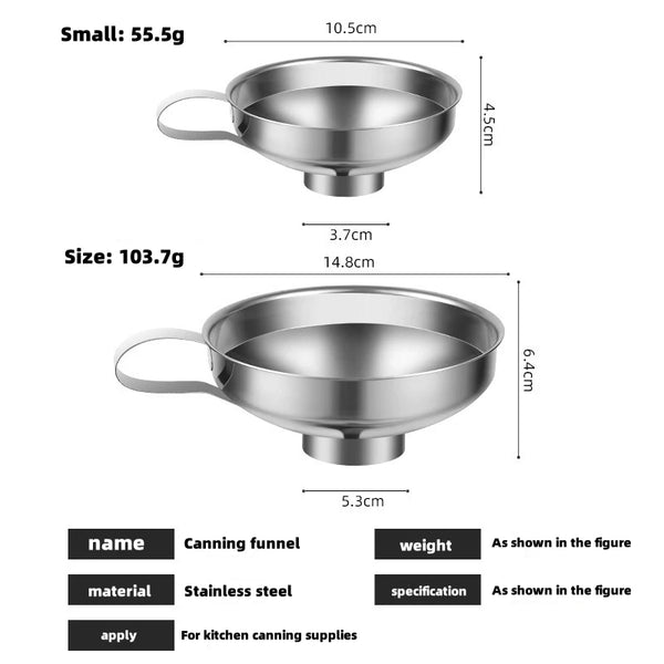 Stainless Steel Wide Mouth Funnel Canning Funnel Cup Jam Salad Dressing Hopper Filter for Jar Canned Filteroil Wine Water Spices