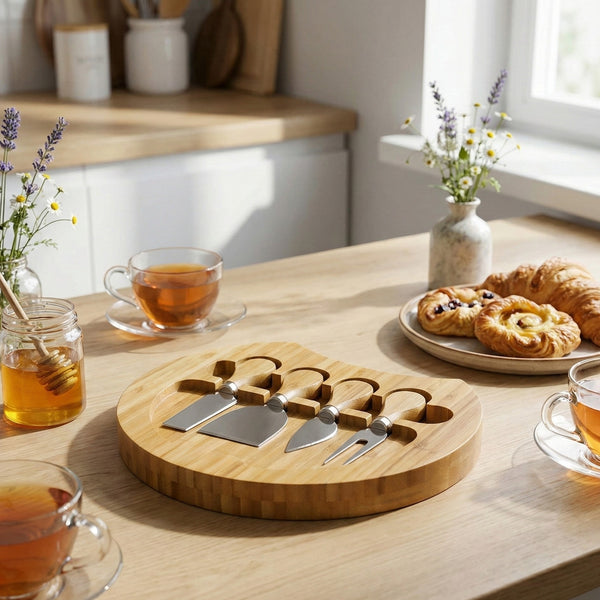 Wudy Kitchen — Bamboo Charcuterie Board with Hidden Knife Set