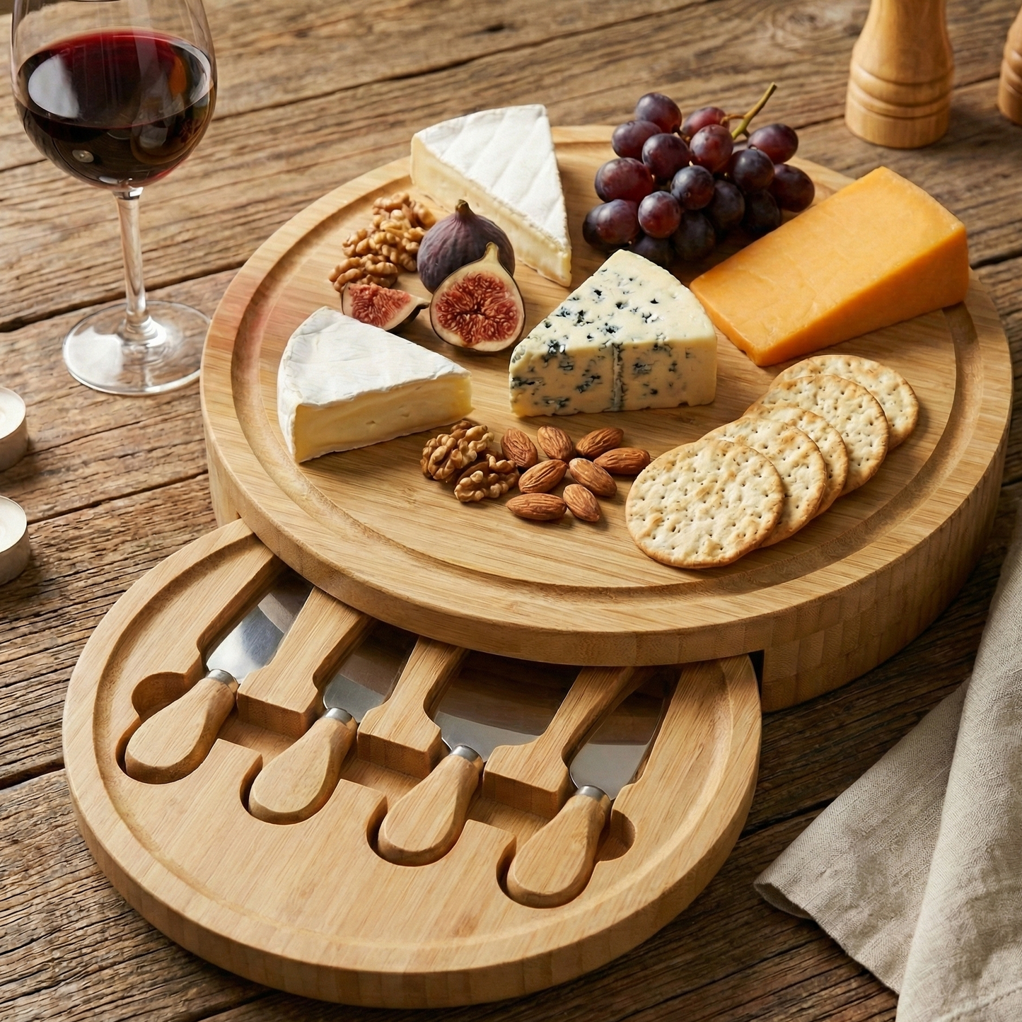 Bamboo Charcuterie Board with Hidden Knife Set