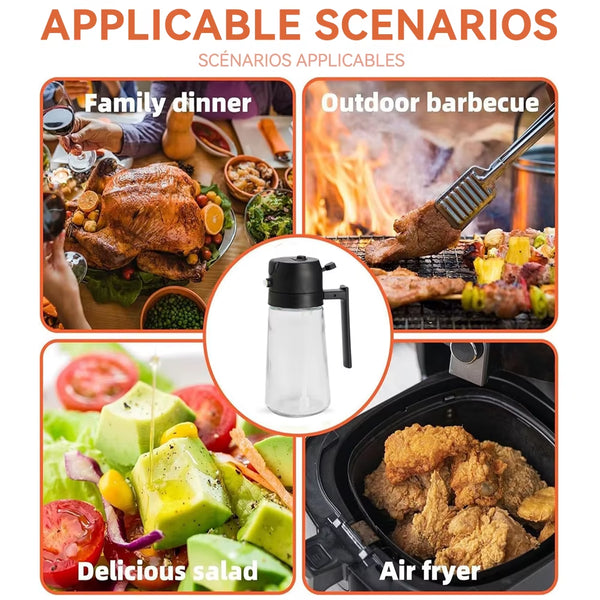 500Ml Oil Empty Bottle 2In1 Sprayer & Pourer Plastic Oil Container Kitchen Cooking Oil Dispenser Vaporizer Cruet for Camping BBQ