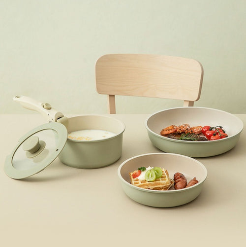 Wudy 4pc Smart Household Pan Set | Stackable Non-Stick Cookware