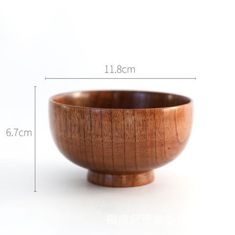 Japanese Style Wooden Bowl Set — Handcrafted Natural Jujube Wood Dining Bowl (3 Sizes)