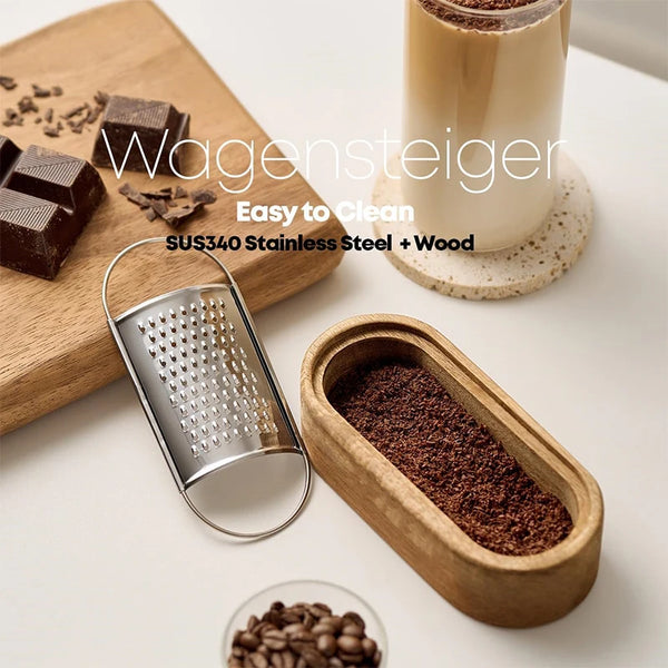 Cheese Grater with Wooden Container 304 Stainless Steel Cheese Grater Box Kitchen Parmesan Zester Cheese Grater Shredder JT