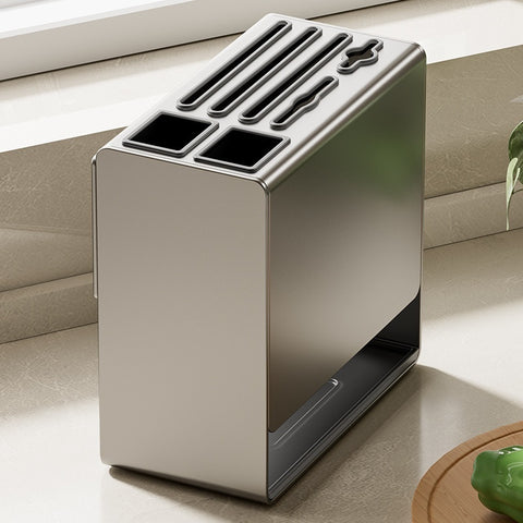 Carbon Steel Wall-Mounted or Countertop Knife Holder – Multi-Functional Kitchen Storage Rack