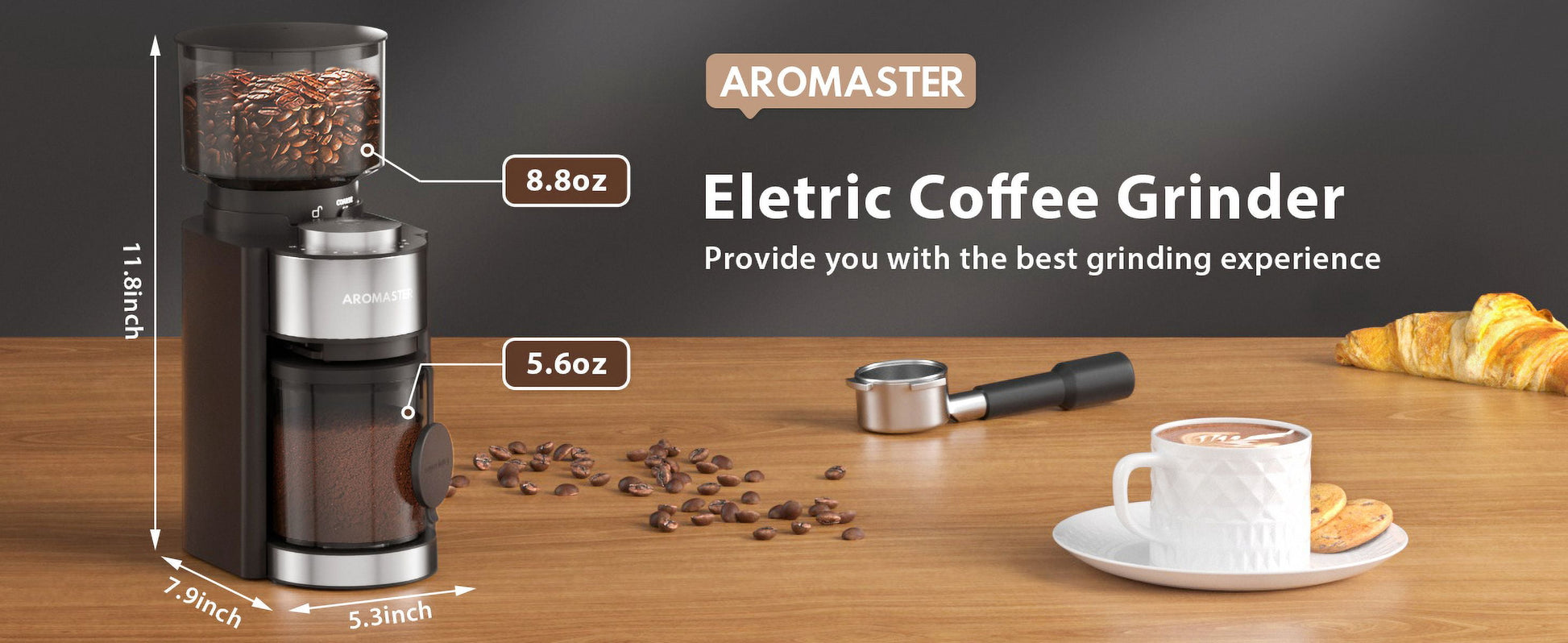 Burr Coffee Grinder,  Coffee Grinder with 25 Grind Setting, Electric 2-12-Cup Coffee Grinder