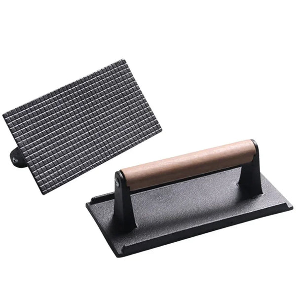 Cast Iron Rectangular Meat Press round Heavy-Duty Steak Burger Press Barbecue Press for Flat Top Grill Hamburger Grinder