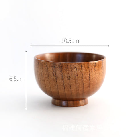 Japanese Style Wooden Bowl Set — Handcrafted Natural Jujube Wood Dining Bowl (3 Sizes)