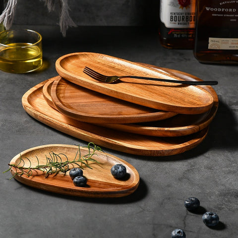Handcrafted Wooden Serving Plate – Natural Acacia Wood Tableware (Multiple Sizes)
