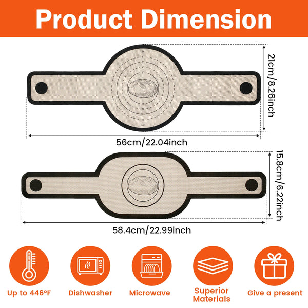 2Pcs Silicone Bread Sling Non Stick Silicone Baking Mat Long Handle Heat Resistant Sourdough Bread Sling Dutch Oven Liner