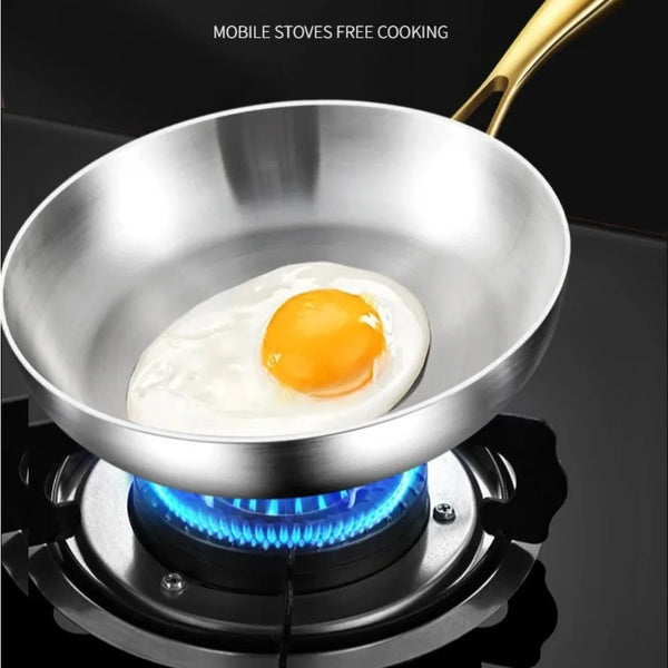 316 Stainless Steel Frying Pan Wok Pan Nonstick Cooking Fried Steak Gas Stove Pot Induction General Saucepan Kitchen Cookware