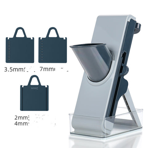 Adjustable Vertical Vegetable & Meat Slicer – 3 Interchangeable Blades