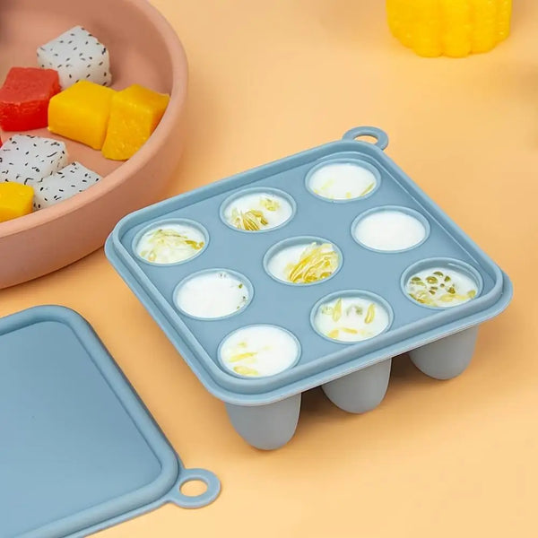 2Pcs/1Pc Mini-Baby Silicone Food Tray with Cover for Fruit Feeder, Teething and Feeding Tray, Breast Milk and Food Freezer Mold