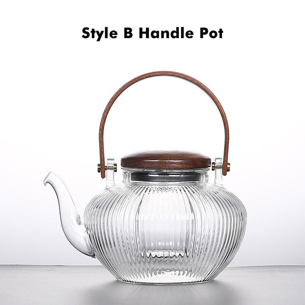 Wudy Kitchen — Heat-Resistant Glass Teapot with Arched Handle – 650ml / 800ml