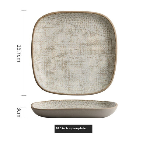 Ceramic Square Shallow Plate – Simple Japanese Style, Mesh Glaze