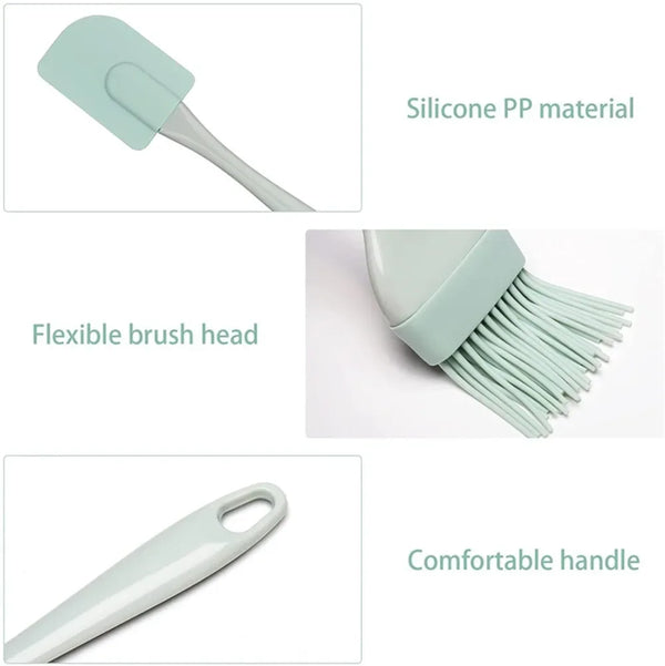 3Pcs Cream Scraper DIY Bread Cake Butter Spatula Mixer Oil Brush Kitchen Baking Tool Silicone Spatula Non-Stick