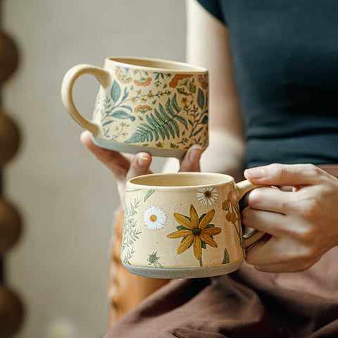 Wudy Handmade Floral Ceramic Mug – 360ml