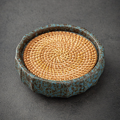 Handmade Ceramic Teapot & Coaster Set – Rustic Japanese Style