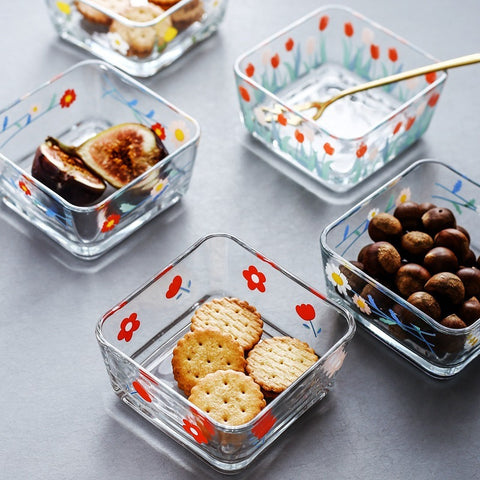 Small Square Glass Bowl – Elegant Dessert & Snack Serving Dish