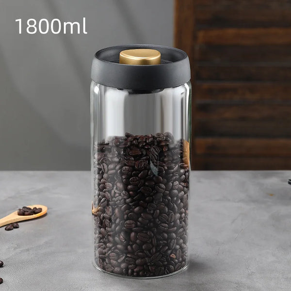 Manual Vacuum Sealed Coffee Jar High Borosilicate Glass Moisture Proof Tea Storage Container for Kitchen Coffee