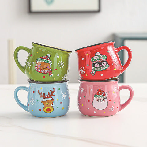 Mini Christmas Ceramic Cup 150ml – Cartoon Santa, Deer, Penguin & Bear