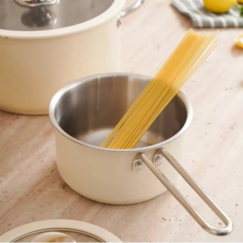 9-Piece Stainless Steel Ceramic Pot Set – Elegant Cooking Essentials