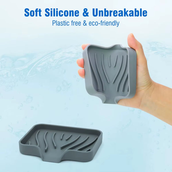 1-Pack Silicone Drain Soap Box Kitchen Bathroom Anti-Slip Sink Tray Creative Washing Table Soap Tray Free Punch Drain Rack