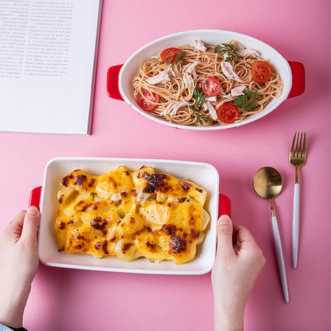 Strawberry Porcelain Baking Dish – Oval & Rectangular Variants