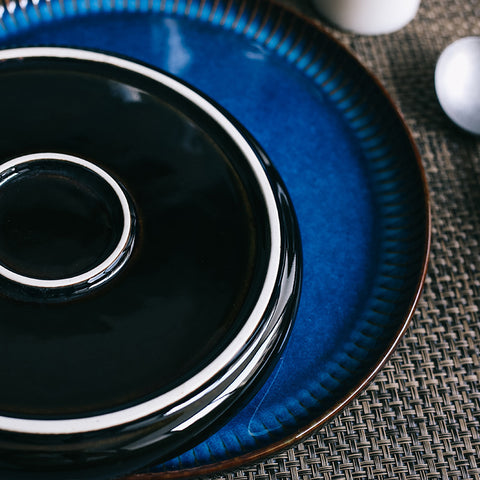 Porcelain Blue Stripe Plate – Round Dinnerware in 3 Sizes