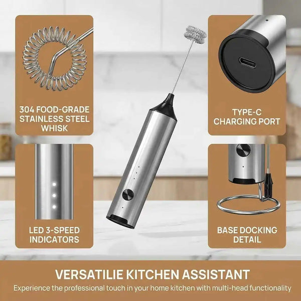Mini Milk Frother, Electric Milk Frother, Coffee Frother, Household Milk Blender, Handheld Wireless Whipper