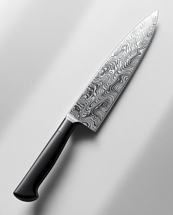 Wudy Damascus Pattern Kitchen Knife | 20cm Stainless Steel — detail shot | Wudy Kitchen