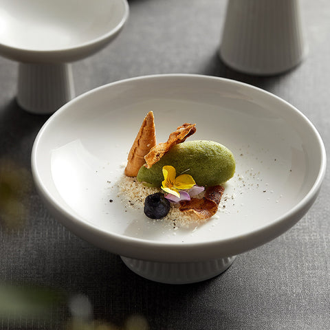 White Ceramic Raised Fruit Plate – Minimalist Tableware