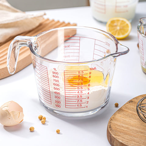 Heat-Resistant Glass Measuring Cup – 350ml / 500ml / 1000ml