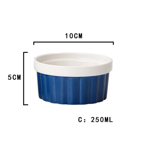 250ml Ribbed Ceramic Ramekin Bowl