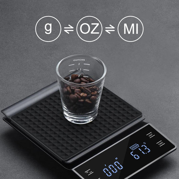 Smart Coffee Electronic Scale High Precision Digital Timing LCD Scale 3Kg/0.1G Coffee Balance Measuring Weight Scale for Kitchen