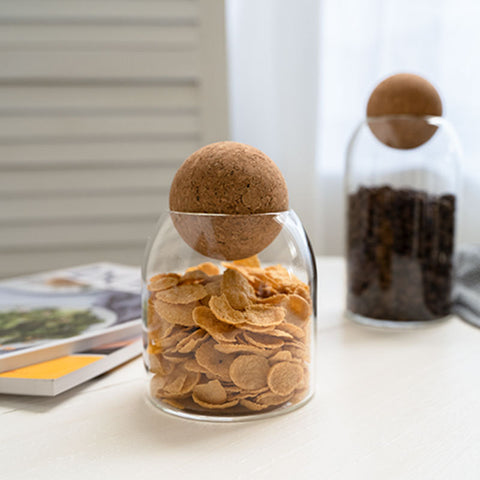 3-Piece Glass Storage Jar Set with Cork Lid