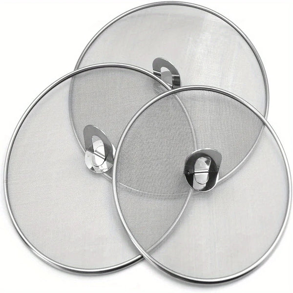 3Pcs/Pack Splatter Screen for Cooking Stainless Steel Grease Guard for Frying Pan Ultra Fine Mesh Lids Set of 3(10", 11.5", 13")