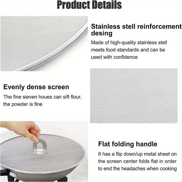 3Pcs/Pack Splatter Screen for Cooking Stainless Steel Grease Guard for Frying Pan Ultra Fine Mesh Lids Set of 3(10", 11.5", 13")