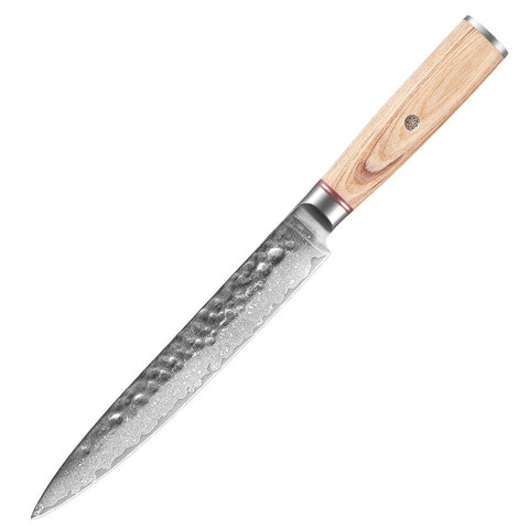 Damascus Steel Kitchen Knife Set – Patterned Finish, Wood Handles