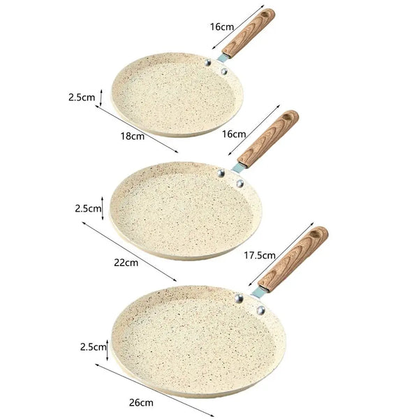 Cookware Non-Stick Crepe Pancake Pan Wooden Handle Aluminum Frying Pan 6/8/10 Inch Beige Omelet Pan Induction Cooker