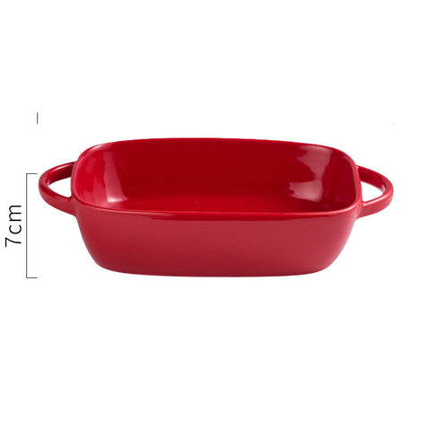 Ceramic Baking Bowl Baking Tray Creative Two - Ear Rectangular