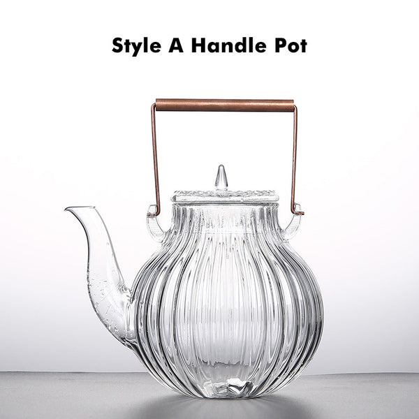 Wudy Kitchen — Heat-Resistant Glass Teapot with Arched Handle – 650ml / 800ml