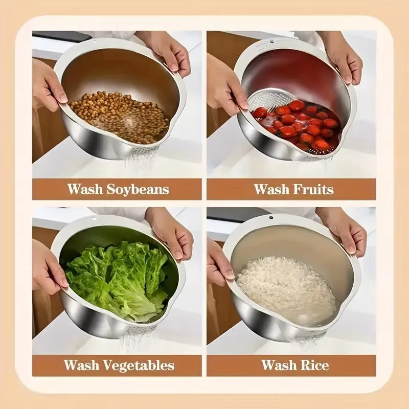 Stainless Rice Washer Bowl · 24 cm