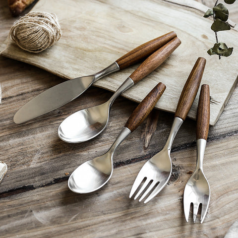 Stainless Steel Cutlery Set with Wooden Handle
