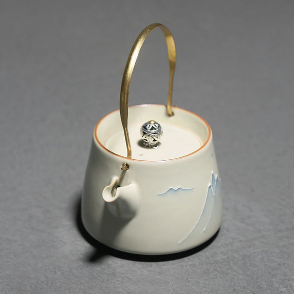 Wudy Kitchen — Wudy Ceramic Teapot | Mountain Design with Brass Handle