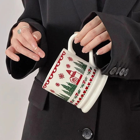 Christmas Cartoon Graffiti Ceramic Coffee Cup