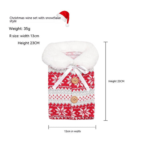 Knitted Christmas Wine Bottle Cover – Elk & Snowflake Holiday Gift Wrap