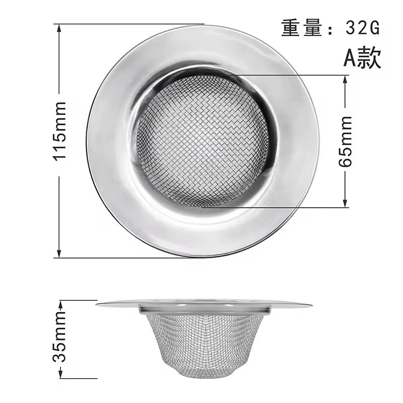 Kitchen Sink Filter Stainless Steel Mesh Sink Strainer Filter Sewer Mesh Strainers Bathroom Sink Strainer Drain Hole Filter Trap