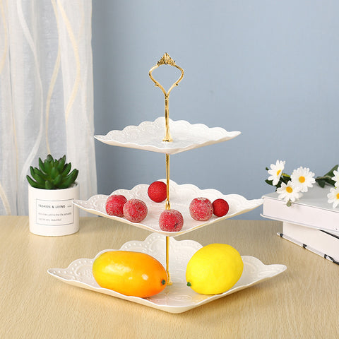 Modern Pastel 3-Tier Plastic Dessert Stand – Lightweight Fruit and Cake Tray