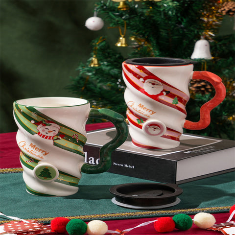 Christmas Ceramic Mug 440ml – Festive Couple Cup for Home & Office