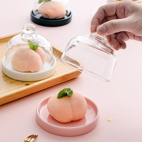 Pink Base Glass Dome – Mini Dessert & Macaron Display Cover